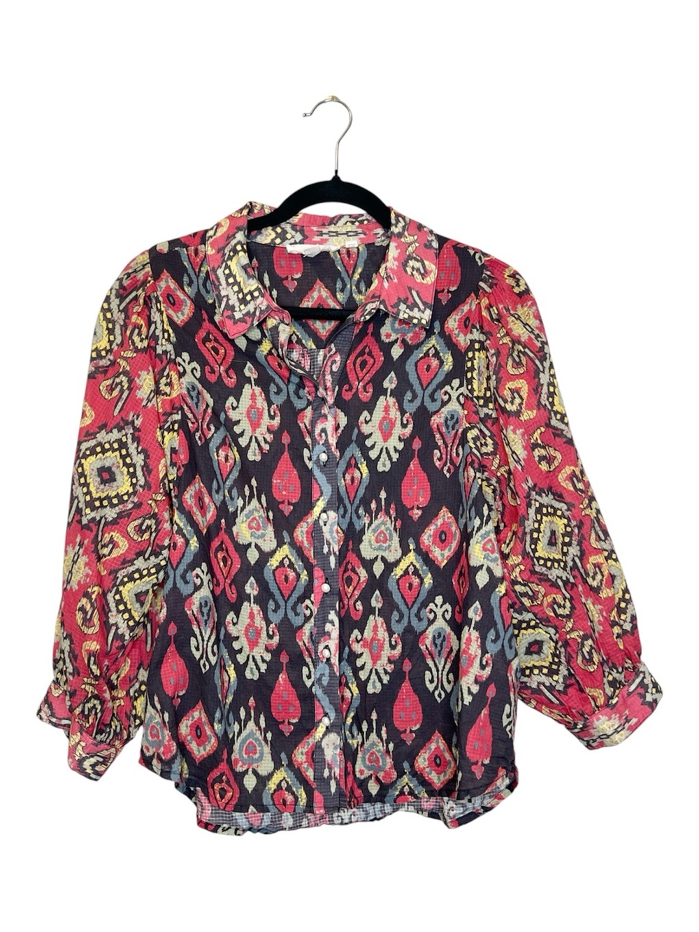 Forever That Girl Anthropologie 100% Cotton Paisley Button Down Top size Small
